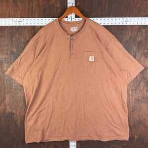 CARHARTT Loose Fit Pocket 3-Button Henley T-Shirt TK0084-M‎ Orange Men's 3XL GUC